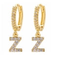 thumbnail image 1 of LSLJS Dainty Gold Plated Initial Hoop Earrings Letter Alphabet Dangle Earrings Fashion Sparkly Rhinestone Letter Initial Pendant Drop Earrings for Women Valent, 1 of 1