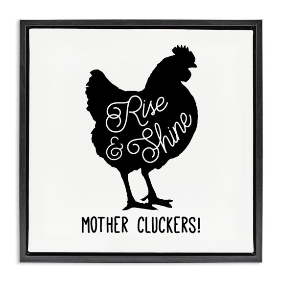 Stupell Industries Farmhouse Sassy Rise & Shine Rooster Black Floating Frame Canvas Art, 18 x 18, by Conrad Knutsen