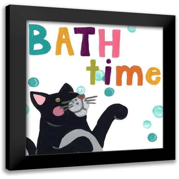 Vess, June Erica 12x12 Black Modern Framed Museum Art Print Titled - Cute Cat Bath IV