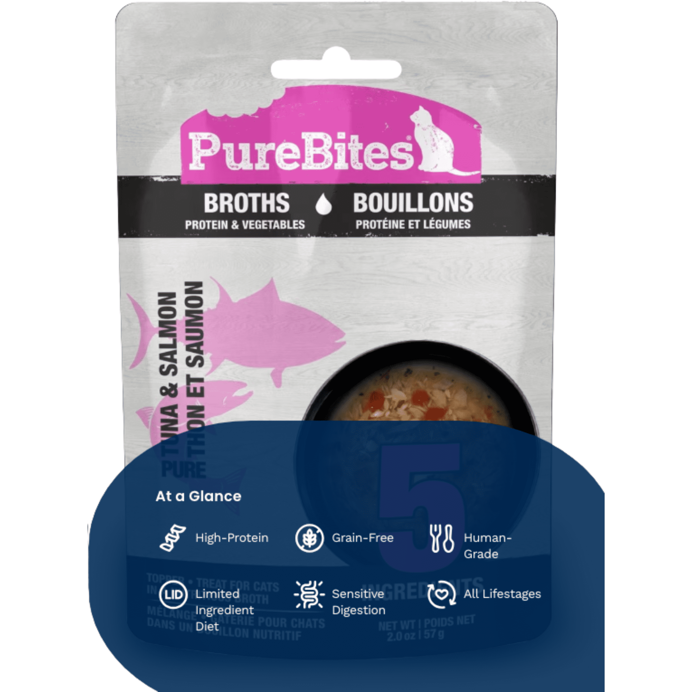Pure Bites Tuna & Salmon Broth for Cats, 2 oz, 18-pack