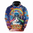 thumbnail image 3 of Sudadera con capucha con estampado 3D de gato arcoíris y galaxia para hombre, ropa con diseño de dibujos animados, sudaderas de gatos, ropa de calle masculina de hip hop, sudadera con capucha con taco, 3 of 5