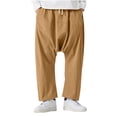 thumbnail image 5 of Yaoyar Men's Casual Solid Color Pants with Drop Crotch Panel Design Pockets and Elastic Drawstring Waist Relaxed Fit Street Style Long Trousers,M,Khaki, 5 of 5