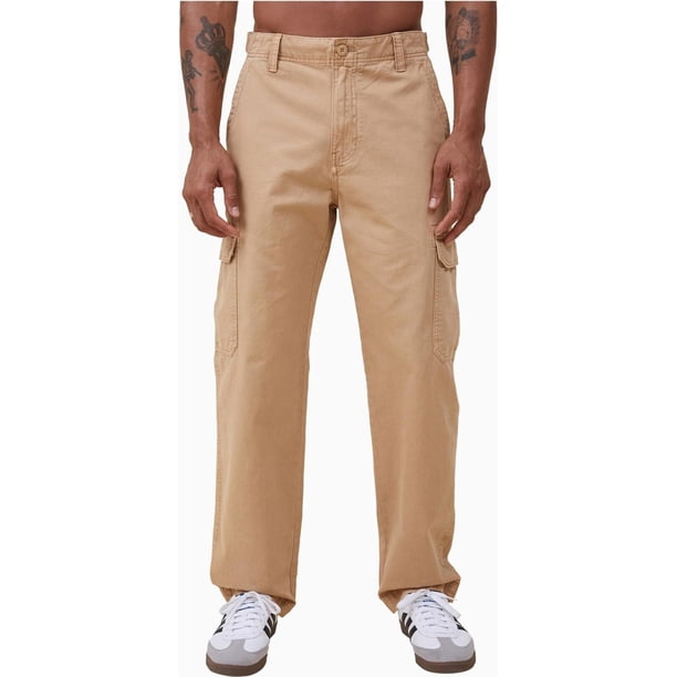 Cotton On Mens Tactical Twill Straight Leg Cargo Casual Pants, mustard, 34W x 31L