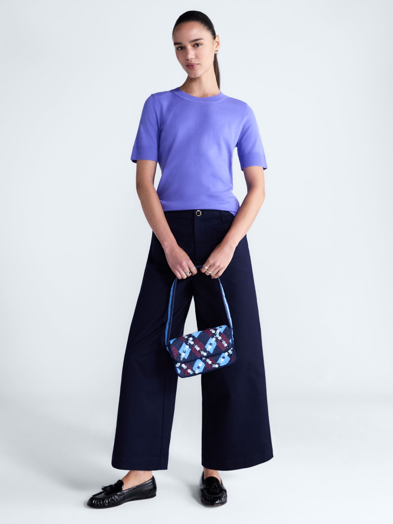 Free Assembly Women's and Women's Plus Cozy Yarn Sweater Tee with Short Sleeves, Sizes XS-4X