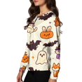 thumbnail image 5 of Scrub Jackets for Woman Long Sleeve Print Scrub Tops Plus Size Snap Front Nurse Working Uniform, 5 of 6