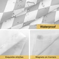 thumbnail image 5 of No Hook Shower Curtain with Snap in Liner, Abstract Gray White Plaid Waterproof Fabric Bathroom Curtain Mesh Top Window, Modern Geometric Diamond Shower Curtains 48x72in, 5 of 9