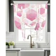 thumbnail image 5 of Pink Geometric Tie Up Curtains for Window, Thermal Insulated Balloon Shade Adjustable Rod Pocket Curtains Valance Panels for Kitchen Bathroom Cafe 52 x 63 Gold White Hexagon Modern Gradient, 5 of 6
