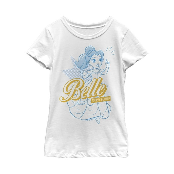 Girl's Beauty and the Beast Booked Pop Art  Graphic Tee White Medium