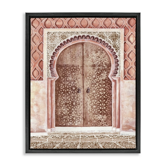 Stupell Industries Moroccan Tiled Doorway Town & City Painting Black Floater Framed Art Print Wall Art, 17 x 21