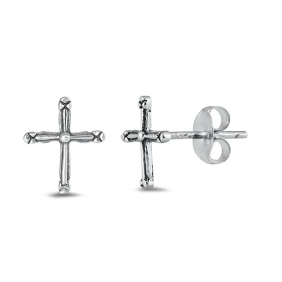 Sterling Silver Vintage Style Cross Traditional Earrings 925 New Jewelry Female Unisex