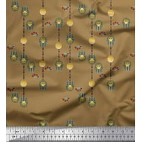 Soimoi Brown Poly Georgette Fabric Coin & Women Head Egyptian Decor Fabric Printed Yard 52 Inch Wide