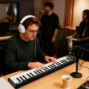 49-Key MIDI Keyboard Controller — Compact USB/DAW Integrated Keyboard with 8 Drum Pads, 8 Knobs & OLED Display, Perfect Holiday Present for Beginners