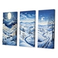 thumbnail image 3 of Designart "Snow Winters Moon silence I" Landscape & Nature Wall Art Set Of 3 - Blue Snow Canvas Set For Living Room Decor, 3 of 7