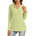 thumbnail image 2 of YUTK Womens Hoodies Trendy Waffle Knit Button Oversized Sweatshirt Hooded Loose Fit Long Sleeve Fall Tops Pullover Green XL, 2 of 5