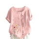 thumbnail image 1 of Vestidos Casuales Para Mujer, Blusas De Mujer De Moda Blusa informal de lino con cuello redondo y manga corta con botones para mujer, 1 of 4