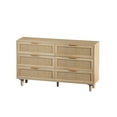 thumbnail image 2 of Shunda K 6 Drawers Dresser Particle Board Rattan Natural, 95.02 lb, 2 of 7