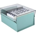 thumbnail image 4 of Acrimet 5 X 8 Card File Holder Organizer Box Metal Base Heavy Duty (AZ Index Cards and Divider Included) (Green Color with Clear Crystal Plastic Lid Cover), 4 of 8