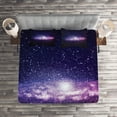 thumbnail image 2 of Ambesonne Galaxy Quilted Coverlet 3 Pcs, Nebula Cloud Milky Way, King Size, Purple Dark Blue, 2 of 2