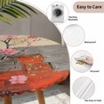 thumbnail image 3 of Plum Blossom Round Tablecloth for 36-44 Inch Tables, Fitted Table Cover with Elastic Edge, Retro Flowers Country Nostalgic Waterproof Outdoor Table Cloth Protector for Patio Garden Dinner Picnic, 3 of 9