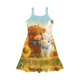 thumbnail image 3 of Uourmeti Girls Dresses Sleeveless Summer Causal Swing Sundress for Girls Highland Cattle Print Midi Tank Swing Tiered Dress 3-4t Cartoon Princess Skater, 3 of 7