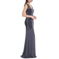 thumbnail image 2 of JS COLLECTION Womens Gray Zippered Lace Lined Satin Sleeveless Square Neck Full-Length Evening Mermaid Dress 8, 2 of 9