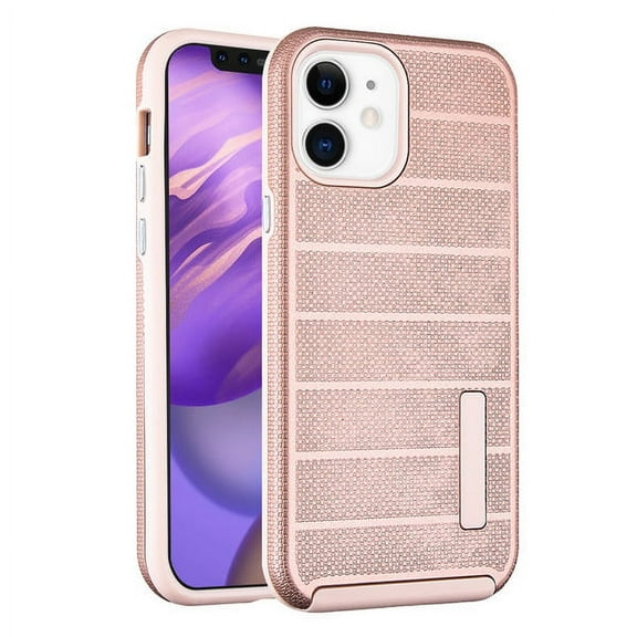 Apple iPhone 12 Pro, iPhone 12 /6.1" Phone Case [Shockproof] Hybrid Impact Heavy Duty Dual Layers Body Protective Textured Anti Slip Armor Rubber Rugged Cover ROSE GOLD for Apple iPhone 12 /12 Pro