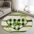 thumbnail image 2 of Area Rug 36in, Irish St. Patrick's Day Love Luck Leaf on Linen Floor Carpet Living Room Rug, Buffalo Plaid Non-Slip Welcome Mat Indoor Rugs for Bedroom Dining Room, 2 of 9