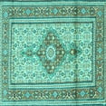 thumbnail image 1 of Ahgly Company Machine Washable Indoor Square Medallion Turquoise Blue Traditional Area Rugs, 5' Square, 1 of 4
