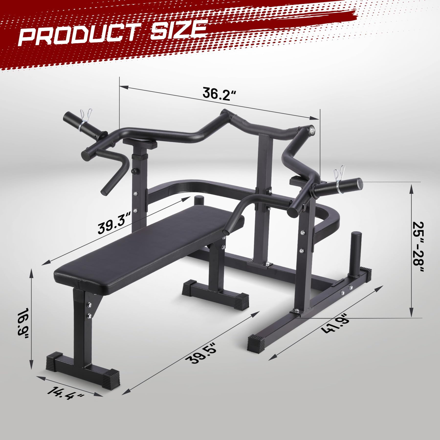 COZONY Chest Press Machine with Adjustable Flat Bench, Independent Converging Arms & Heavy-Duty Steel Home Gym Rack,Black