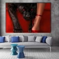 thumbnail image 5 of Mudket Red Eyed Black Panther with Red High Heel Canvas Wall Art, Sexy Glam Trendy Wall Art Print for Living Room Cloakroom Entryway Home Decor, Framed Ready to Hang - 12"L x 8"W, 5 of 9