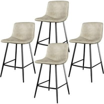 5Rcom 600 lbs Counter Height Bar Stools Set of 4, 24 Inch Leathaire Barstools with Back, Bar Chairs with Metal Legs for Kitchen Island, Dining Room, Party Room & Restaurant, (Beige)