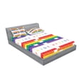 thumbnail image 2 of Ambesonne Emoji Pride Fitted Sheet & Pillow Sham Set, Simple Rainbow Stripes, King, White and Multicolor, 2 of 2