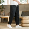 thumbnail image 5 of 2023 Summer Men's Trousers Cotton Linen Fashion Casual Pants Solid Color Breathable Loose Shorts Straight Pants Streetwear M-5XL, 5 of 6