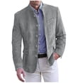 thumbnail image 2 of Jamicy Suit Jackets for Men Gift for Men Blazer Jacket Single Breasted Collarless Sport Coats Slim Fit Long Sleeve Casual Suit Jackets, 2 of 6