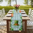 thumbnail image 4 of St. Patrick's Day Table Runner, Spring Coin Green Clovers Blue Lattice Washable Cotton Linen Table Runners 90 Inches Long, Dresser Scarf Runner for Dining/Coffee/Kitchen/Hallway Tables 13''x90'', 4 of 9