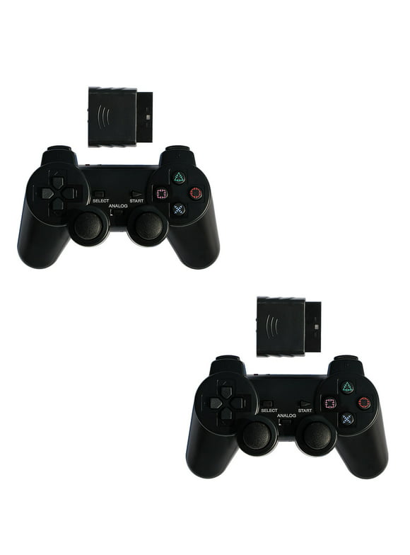 2 Pack Wireless Controller for Ps2 2.4g Wireless Game Pad Joysticks Gaming Controller for Play--station 2 Ps 2  Dual Vibration Feedback Motors