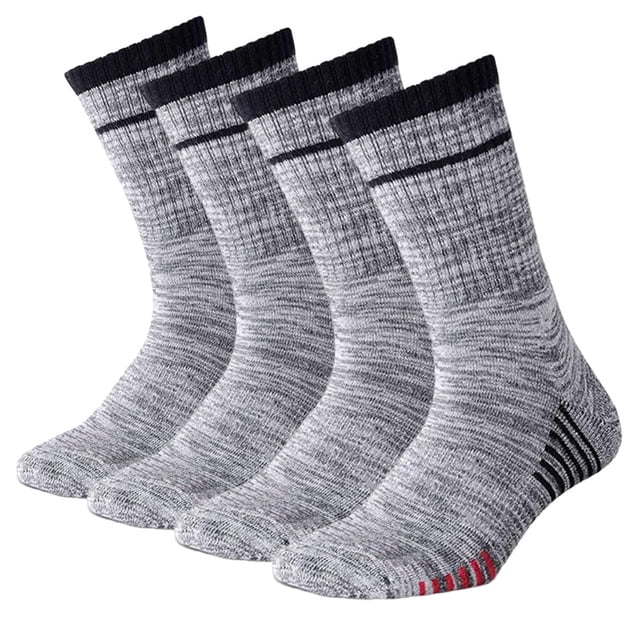 Yoyoo 4 Pyyoors Chaussettes de Randonnée, Multi-pack Chaussettes Rembourrées pour Loisirs Extérieurs (Gris - Crew)