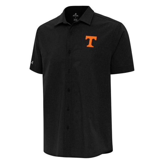 Men's Antigua  Black Tennessee Volunteers Activate Woven Short Sleeve Button-Down Shirt