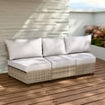 thumbnail image 3 of EAGLE PEAK Coastal Vista 3 Piece Outdoor Wicker Armless Chair with Beige Cushion, Patio Furniture Sets Outdoor Sectional Patio Conversation Set, 3 of 7