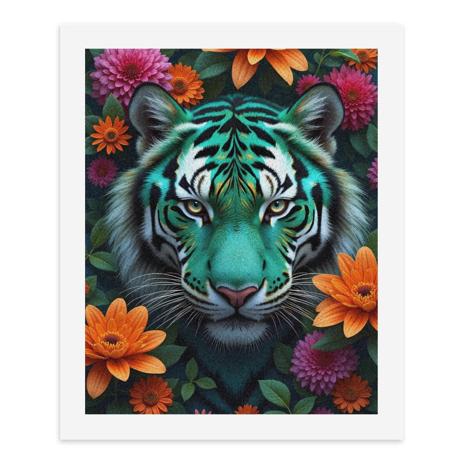Paint By Numbers Kit for Adults Beginner - DIY Tiger Floral Fantasy Art Canvas Painting Kits for Adults, Frameless Paint By Number for Adults for Home Wall Decor 16x20 Inch