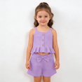 thumbnail image 2 of Jamsmile Toddler Girls Outfits Sets Summer Soft Ribbed Tank Tops With Bow Shorts Two Piece Casual Playwear Girls Sets, 2 of 9