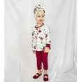 thumbnail image 2 of Conjunto De 3 Piezas De Ropa Para Bebé, Camisa Floral Con Volantes, Pantalones, Diadema (Rojo Vino, 6-9 Meses), 2 of 5