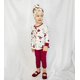 thumbnail image 2 of Conjunto De 3 Piezas De Ropa Para Bebé, Camisa Floral Con Volantes, Pantalones, Diadema (Rojo Vino, 6-9 Meses), 2 of 5