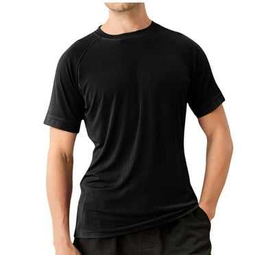 Tauxra Men's Short Sleeve Swim Shirt Guard Sun Shirt Black L