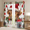 thumbnail image 2 of Manfei Kawaii Highland Cow Black Out Curtains,Rustic Farmhouse Cabin Curtains Pack of 2 (42x63 Each),Merry Xmas Pine Cone Bedroom Curtains For Girl Boys,Ultra Soft Home Decor, 2 of 6