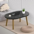thumbnail image 5 of Small Coffee Table for Small Space, Low Table, Floor Table Desk for Sitting on The Floor, Japanese Coffee Table for Living Room, Tatami Tea Tables with Solid Wood Legs, Oval Coffee Tables, Black, 5 of 16