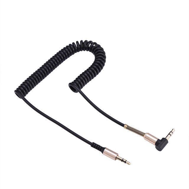 varón de 3.5m m al cable auxiliar de la primavera masculina en forma de L y formé el cordón retractable para el auricular del audio para el automóvil