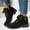 Black, variant on Women Ankle Boots Buckle Strap Heart Decor Round Toe Booties Lace Up Low Heel Short Boot Side Zipper Leather Casual Bootie Beige 9 Wide