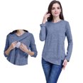 thumbnail image 2 of Youmylove Women Maternity Regular Solid Color Hem Tee Shirt Casual Long Sleeve O-Neck Basic Nursed T-Shirt Top Belt Breastfeeding Ladies Stylish Pregnant Clothes, 2 of 8