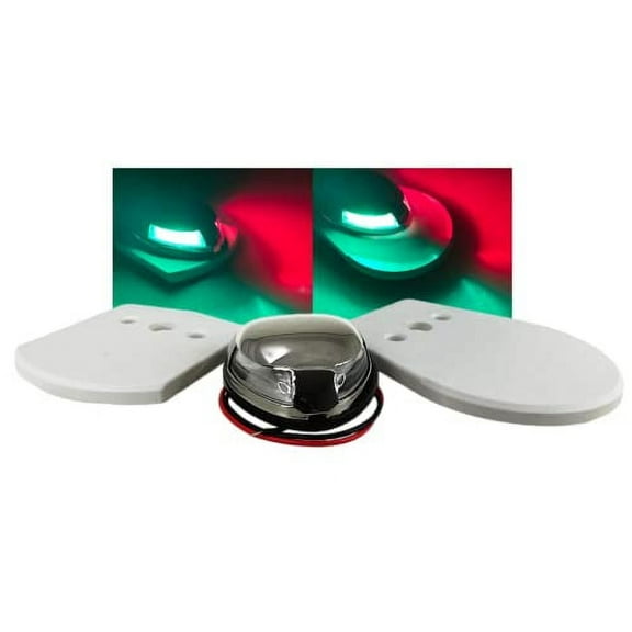 Pactrade Marine Boat Horizontal Mount SS304 Navigation Light 1NM LED Green Starboard Red Port 50LM Light 12m 225 Degrees DC10-30V/2W 2 Types of Mounting Stainless Steel Housing